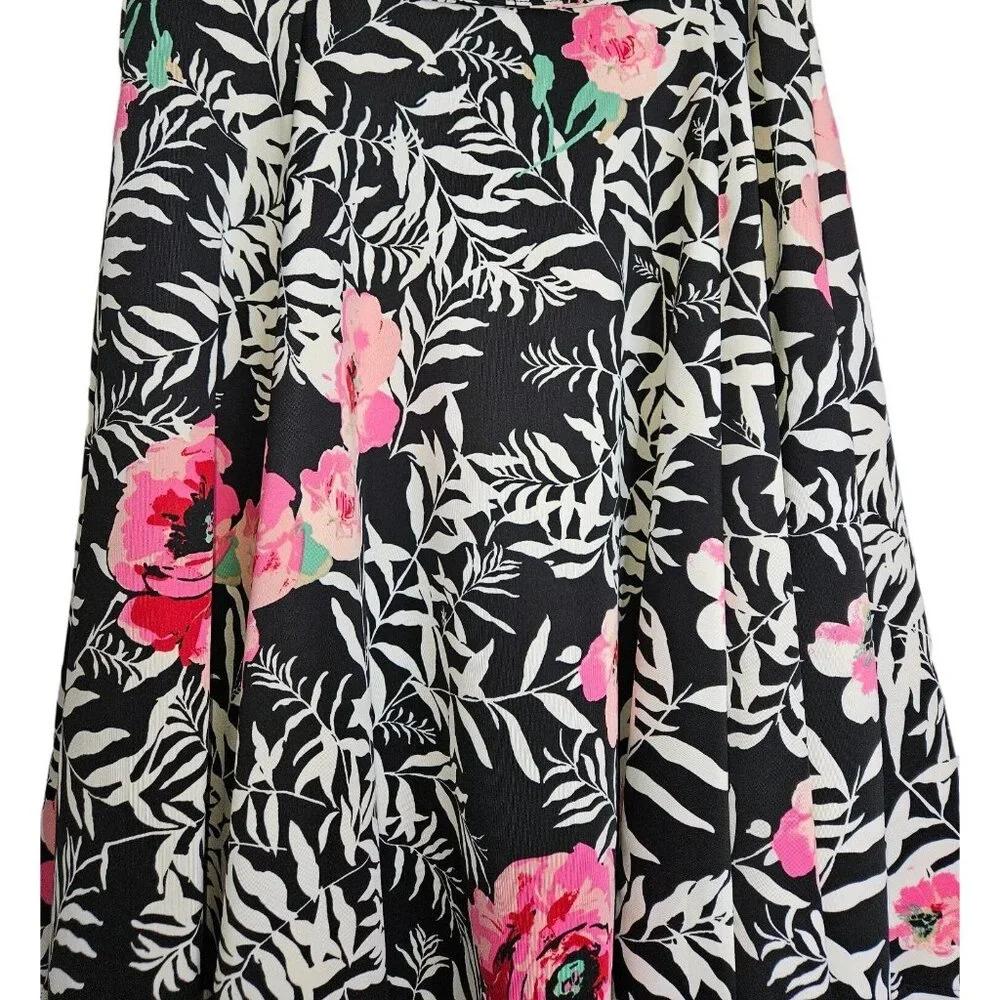 7th Avenue Design Studio Pink Floral Lined A Line Midi Skirt Women 6 - Picture 3 of 10